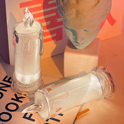 Flameless LED Light Candle Plastic Transparent Shell Desk Electronic LED Candle Night Lamp Dating Party Holiday Home Decoration