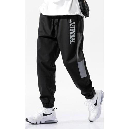 New Mens Cooton Casual Pants Japanese Streetwear Hip Hop Joggers Harem Pants Men Fashion Side Letter Print Sport Pants Trousers