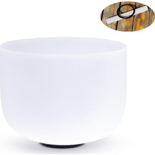 A note 3rd Eye Chakra Quartz Crystal singing bowl 8 inch for sound healing with suede striker