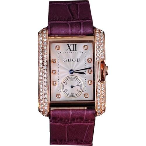 Fashion Guou Top Brand Wristwatches High-grade Womens Watches Genuine Leather Fashion England Style Big With The Latest Models