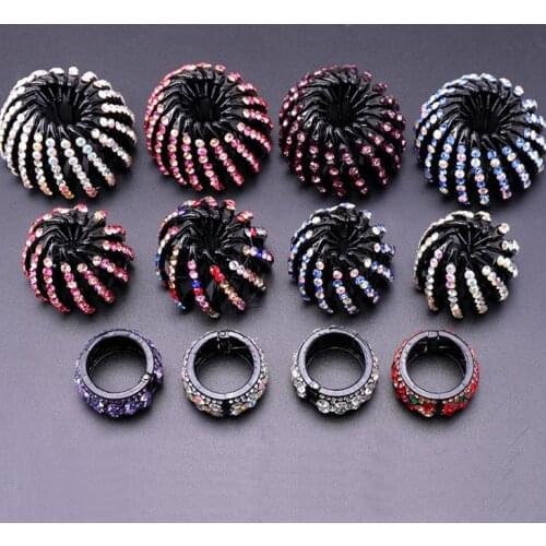 Colored Rhinestones Colorful Bud Hair Claw Maker Bun Hairgrip Hairpins Hair Accessories Hair Clips For Women Girls Bezel