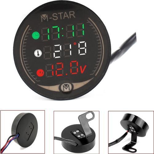 For Honda XADV 750 cb 190r 400 1000r cbf 1000 600 Motorcycle Voltmeter Time Temperature LED 3-in-1 LED Digital Voltage Meter
