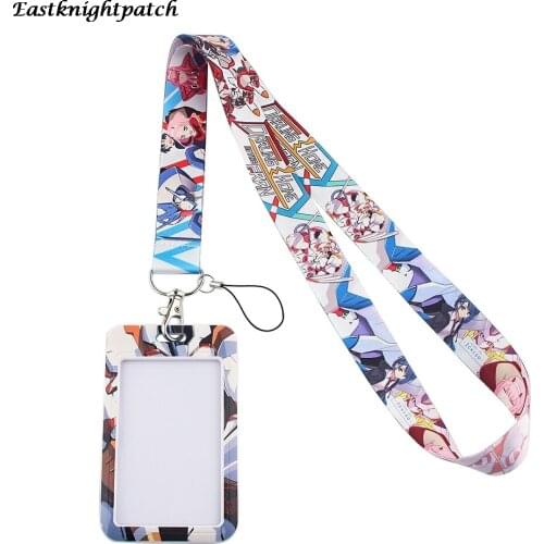 E2673 Anime Lanyard ID Badge Holder For Keychain Key Badge Mobile Phone Keyring Women Men Neck Strap With DIY Card Cover
