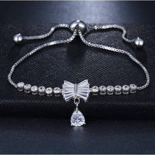 Ekopdee Fashion Butterfly Design Zircon Bracelet For Women High Quality Cubic Zirconia Adjustable Bracelets Female Jewelry 2021