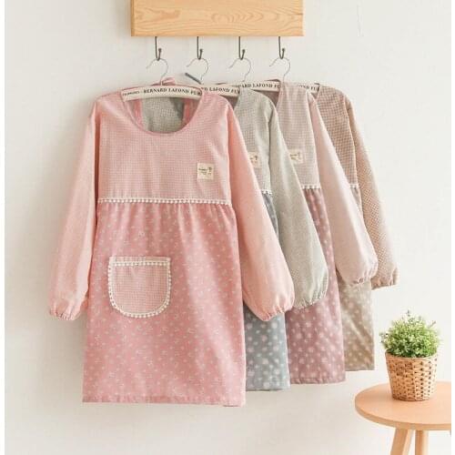 Apron household kitchen reverse wear overalls coat waterproof and oil-proof long-sleeved adult women with sleeves fashion