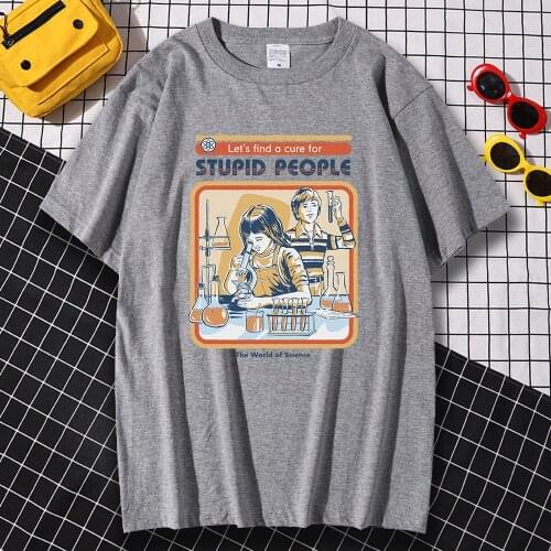 A Cure For Stupid People Printing T-Shirts Mens Vintage O-Neck Short Sleeve Casual Brand Streetwear Funny Breathable Tshirts Men