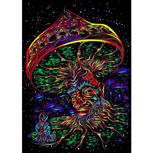 Mushroom Tapestry Psychedelic Poster Tapestry Art Uniqued Custom Fluorescent