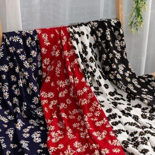 Hot Sale Daisy Stretch Fabric Printed Jersey For Sewing Summer Dress 50*150 Cm/Piece kA57-5