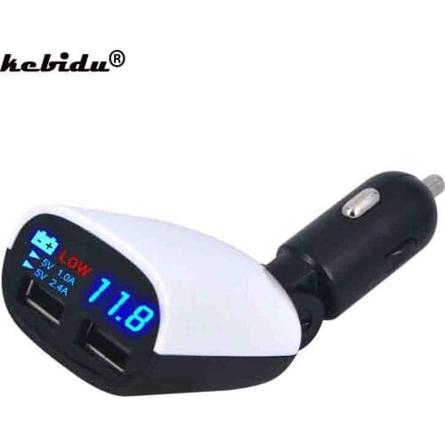 Kebidu Cute Dual USB Car Charger Voltage Current LED Display car-styling Charge 3.4A Mini Adapter for iPhone iPad Samsung