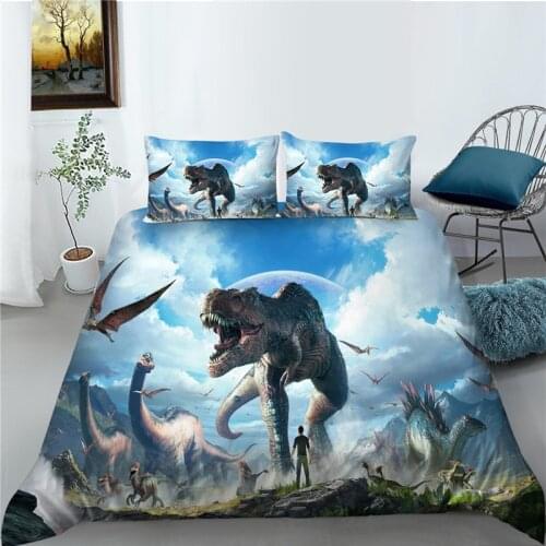 Queen Bedding Set Animals Printed Duvet Cover Sets Boys Girls Room Bedclothes Dinosaur Printing Bedroom Decorations