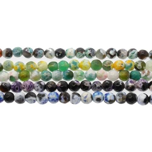 Natural Stone Mixed Color Agate Cut Round Beads Jewelry and Jewelry Making DIY Necklace Bracelet Earrings Fashion Accessories