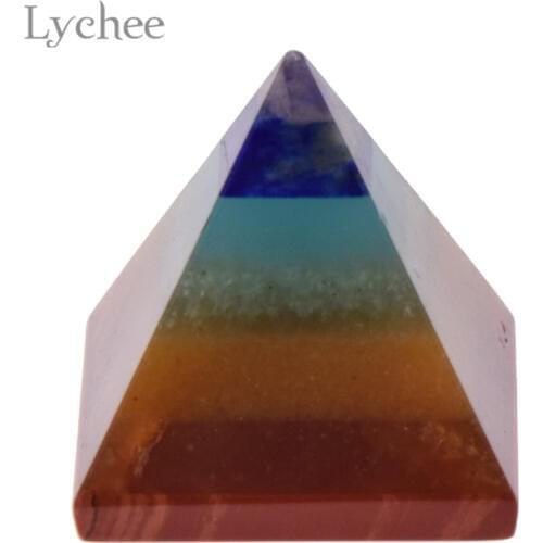 Lychee Life 1PC 7 Chakra Crystal Pyramid Energy Miniature Mini Spiritual Therapy Decors Home Model Decoration
