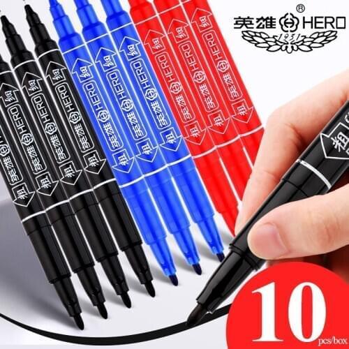 Hero Double Heads Oily Marker CD/DVD Markers Hook Line Pen Signing Pens Black/Red/Blue Marker Stroke Drawing Writing Symbol 887