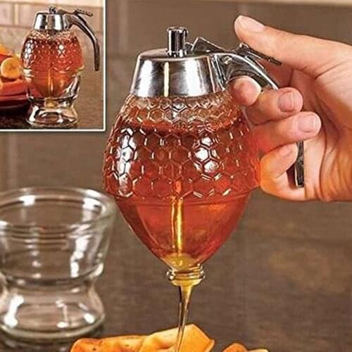 Honey Syrup Squeeze Tank Bee Juice Syrup Cup Drip Dispenser Kettle Jar Container Storage Pot Stand Holder Kitchen Accessories