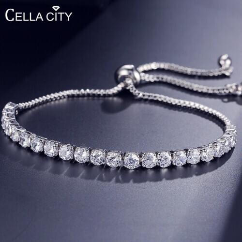 Cellacity Trendy Simple Design Silver 925 Jewelry Gemstones Bracelet for Women Rose Gold Color Length Adjustable Dating Gift