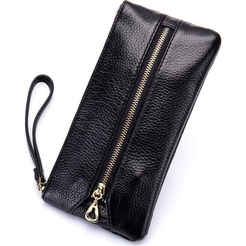 New Womens Wallet Female Genuine Leather Purses Zipper Wallets Long Design Clutch Coin Card Key Holders Ladies Pocket Carteras