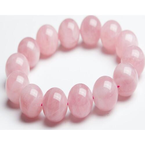 New Arrival Unique One Big 16mm Loose Round Pink Crystal Beads Bracelets For Women Female Quartz Charm Stretch Bracelet
