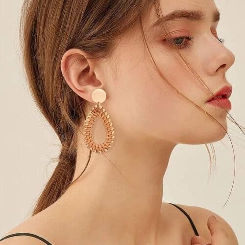 X&P New Korea Handmade Braid Pendent Fashion Trend Drop Earrings For Women New Fashion Jewelry Rattan Knit 2021 Popular Earrings