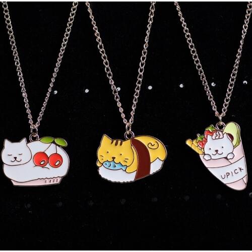 Japanese And Korean Style Necklace Girl Cute Fat Cat Metal Pendant Necklace Fashion Simple Female Clavicle Chain Jewelery Gift