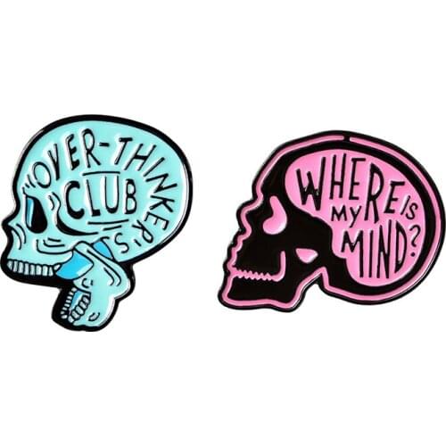 Couple Skull Enamel Brooches Badge Brooch Bag Clothes Lapel Pin Classic Punk Skeleton Jewelry Gift for Friends Wholesale