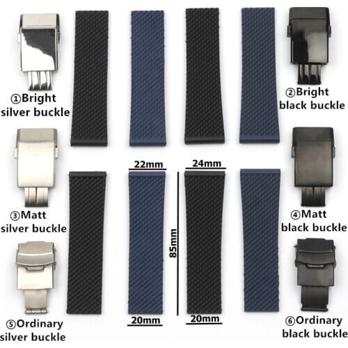 Top Quality Black Dark blue soft Silicone Rubber Watch band For navitimer/avenger/Breitling strap 22mm 24mm Bracelet logos on