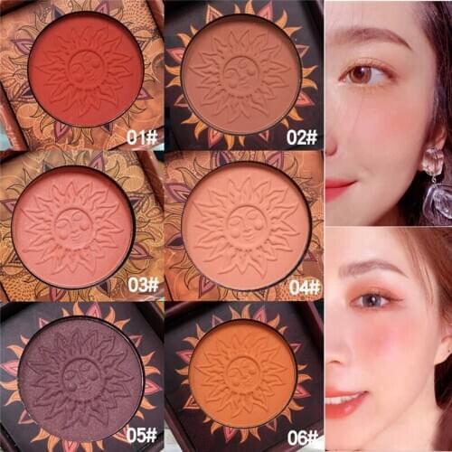 Face Blusher Powder Rouge Makeup Vintage Retro Cheek Blusher Palette Waterproof Long Lasting Natural Powder Contour T0751