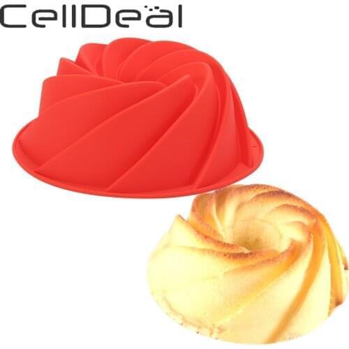 Silicone Cake Mold Large Swirl Shape Baking Mold Random Color Non Stick 3D Fluted For Bakery Pudding Dessert decoration Tools