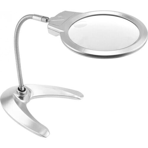 Foldable Illuminated Magnifier On Desktop Glass Reading Loupe Metal Hose LED Lighted Lamp Desk Magnifier 5X 2X Magnifier Loupe