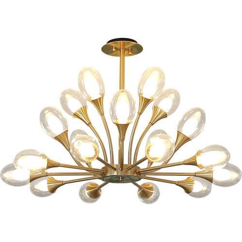 Modern Golden Iron Glass Chandelier LED Lamp High Quality Lighting Hanging Lamp For Living Room Bedroom Home Deco AC90V to 260V