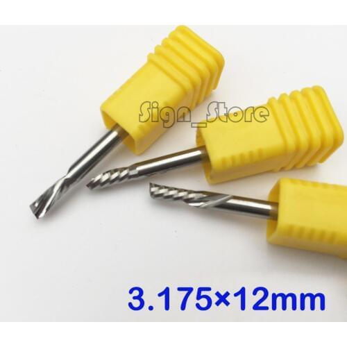 5pcs/set 3.175mm * 12mm Tungsten Solide Carbide Single Flute Sprial Bits Left Hand Down Cutting Tools Left Cutting Bits