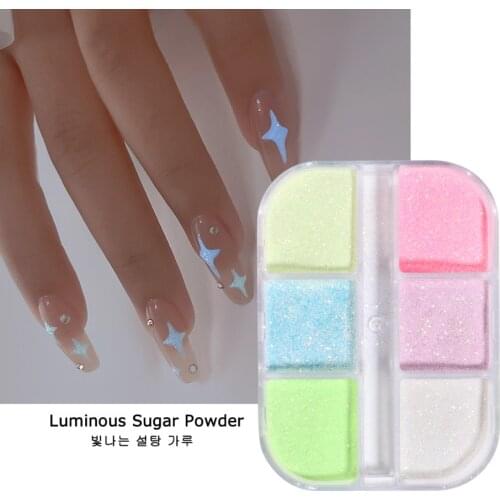 Glow in The Dark Nail Glitter Luminous Sugar Powder Chrome Pigment Shiny Diamond Dust Gel Polish Nail Art Decorations LA1909-22