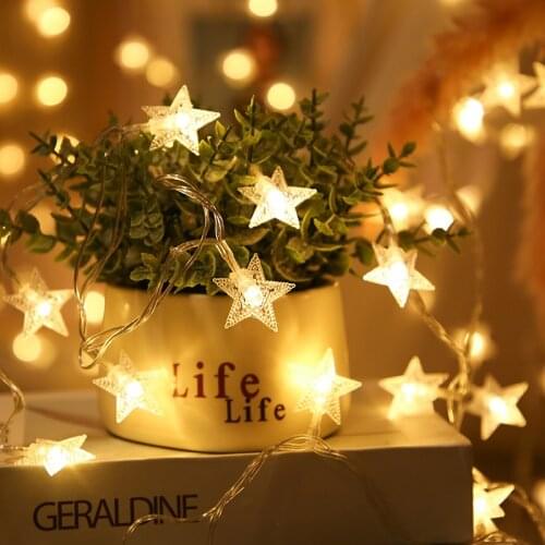 3m/6m LED Star String Lights Christmas Garland Battery Powered Holiday Wedding Party Curtain String Fairy Lights Christmas Decor