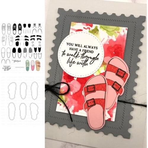 Summe Beach Shoes Slippers Cutting Dies And Stamps Scrapbook Diary Decoration Stencil Embossing Template DIY Greeting Card