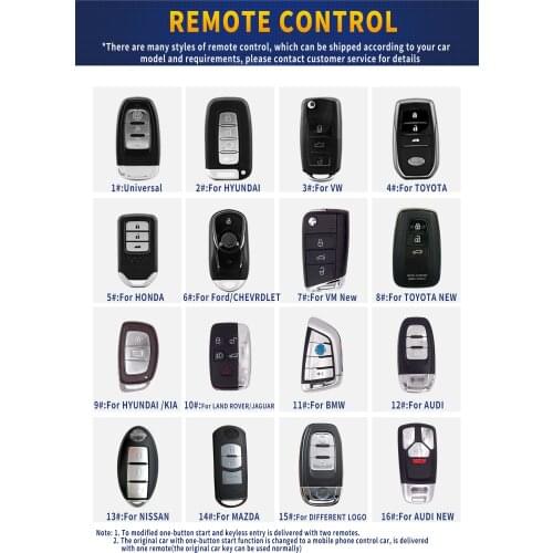 Smart remote controller Passive keyless entry , only fit for our push start products with PKE function