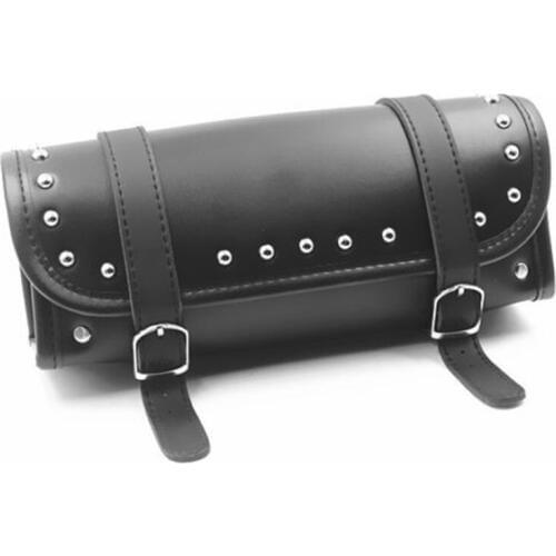 Universal Motorcycle PU Leather Black Tool Roll Kit Saddle Bag Scooter Offroad For Harley Cruiser Bobber Chopper Touring Atv