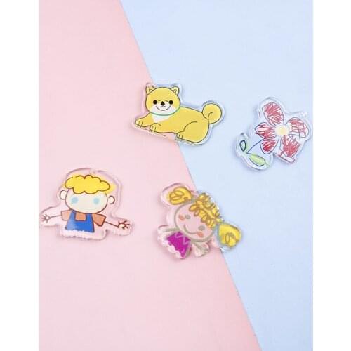 Spring style 30pcs/lot color pattern Relief effect cartoon flowers/animals shape acrylic beads diy jewelry earring accessory