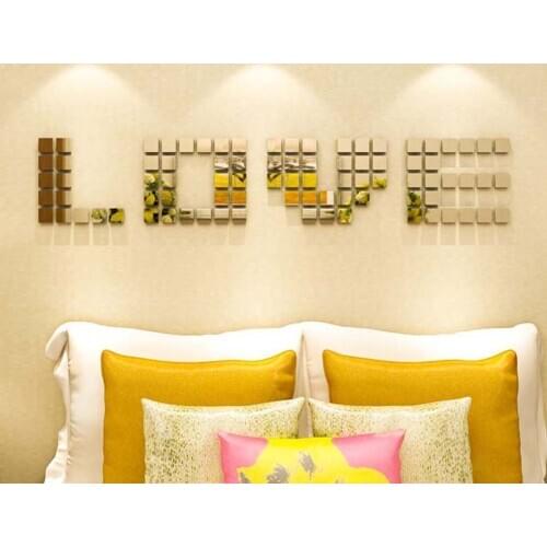 Moisture-Proof Mosaic 3D Square Mirror Crystal Stereo Wall Sticker Background Wall Stickeranti-Mildew Landscaping Decoration