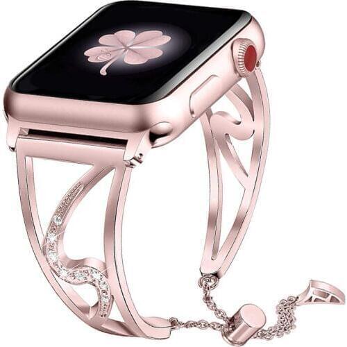 Women Diamond watch strap Stainless Steel strap for iwatch Bands For Apple Watch 38mm 40mm 42mm 44mm Bracelet Series 4/3/2/1