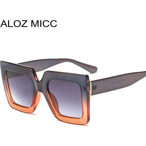 ALOZ MICC Fashion Square Sunglasses Women 2018 Double Color Big Frame Vintage Eyewear For Female UV400 Oculos Q572