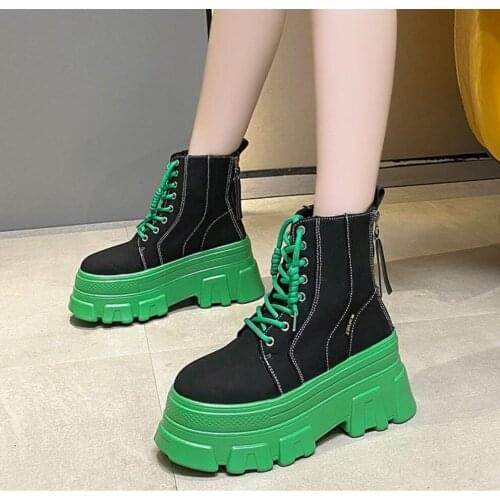 2021 Autumn New Platform Sneakers High Help Casual Shoes Women Thick-Soled Height Increase 8cm Ankle Boots Women Botas De Mujer
