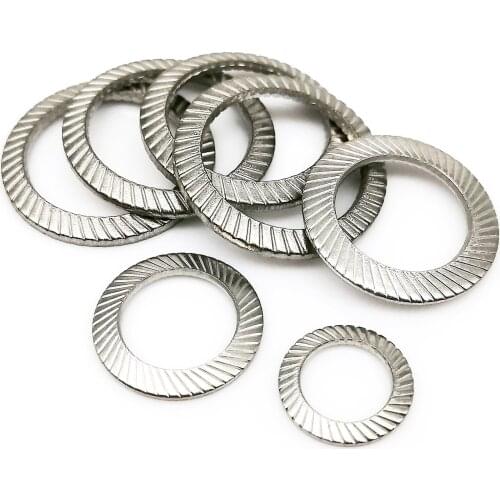 10/50pc M2.5 M3 M4 M5 M6 M8 M10 M12 M14 M16 DIN9250 304 Stainless Steel Knurled Elastic Gasket Disc Spring Serrated Lock Washer