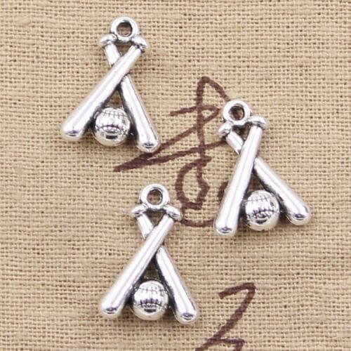 10pcs Charms Baseball Bat 19x13mm Antique Making Pendant fit,Vintage Tibetan Bronze Silver color,DIY Handmade Jewelry