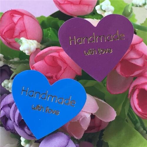 100Pcs/Lot Two Colors Sticker For Candy Cake Chocolate Gift Box Round Paper Sticker Handmade With Love For Wedding