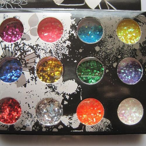 12jars/set Nail Art 12-Color Hexagon Glitter Set Nail Art Decoration Nail Art Glitter Decoration OD-57