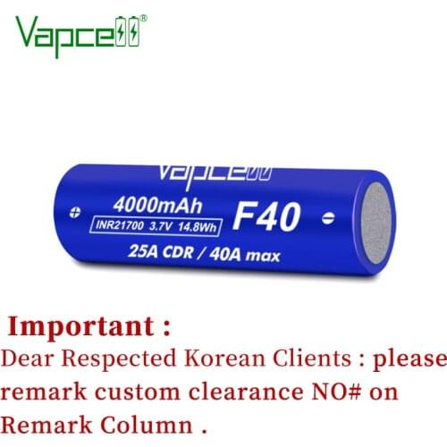 2pcs/lot Vapcell Original 21700 F40 4000mah 25A/40A Li Ion Battery Rechargeable 3.7V Flat / Button Top Cell Free shipping