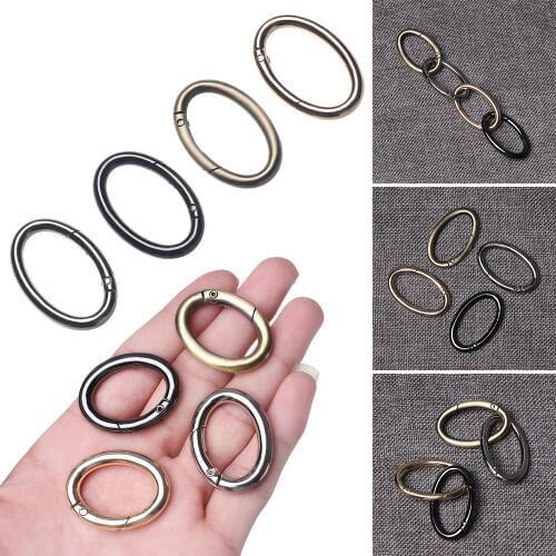 2 PCs Zinc Alloy Plated Gate Spring Oval Ring Buckles Clips Carabiner Purses Handbags Oval Push Trigger Snap Hooks Carabiners