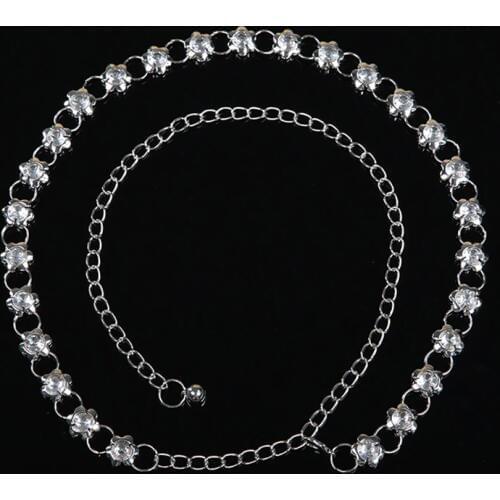 2016 New Belly Dance Accessories Metal Silver Belt for Women Dance Clothes Rhinestone Body Jewelry Waist Chain