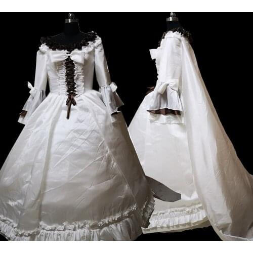 2021 New white victorian Halloween Cosplay dress Colonial Georgian Renaissance Gothic Historical dress D-364