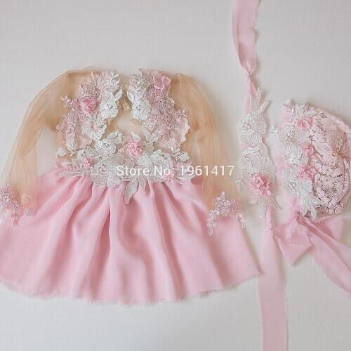 3 Pieces Newborn Baby Girl Lace Romper headband Dress Romper Jumpsuit Outfits Clothes Summer Infant