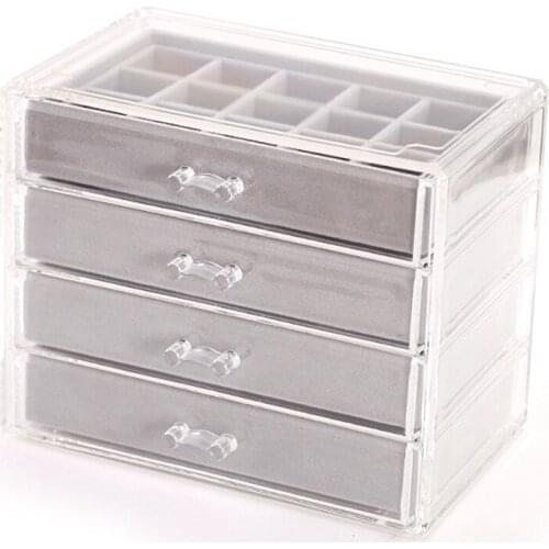 Velvet Jewelry Organizer for Earring Bangle Bracelet Necklace Rings Clear Acrylic Jewelry Display Case